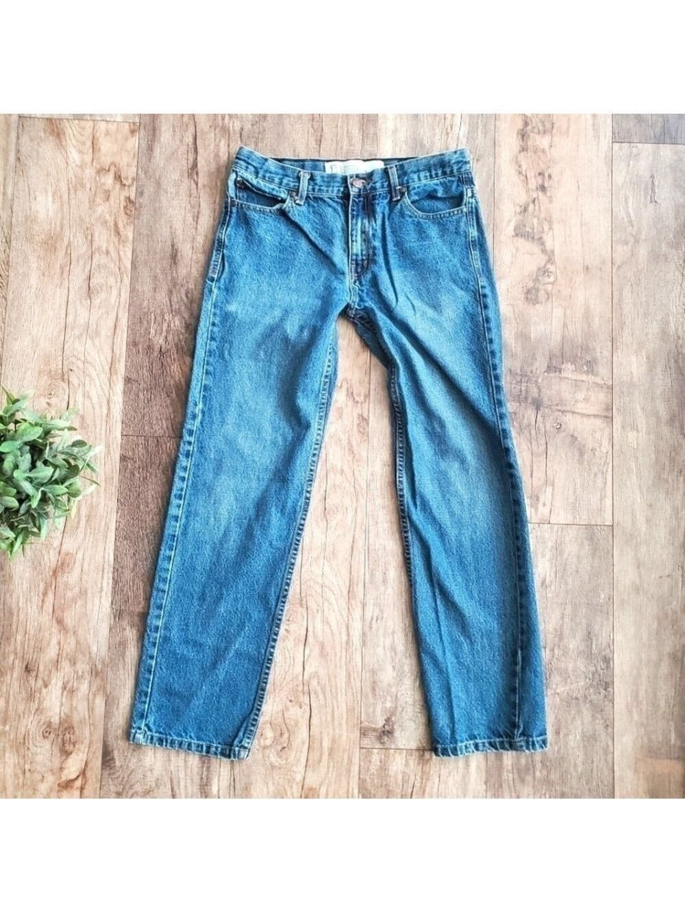 Raw Edge Denim Jeans Youth Boys Blue Wash Size 18